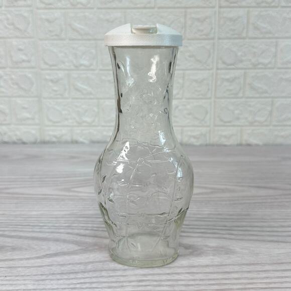 Good Seasons Salad Dressing Cruet Shaker Bottle Glass Vines Embossed w/ Lid VTG - Picture 1 of 7